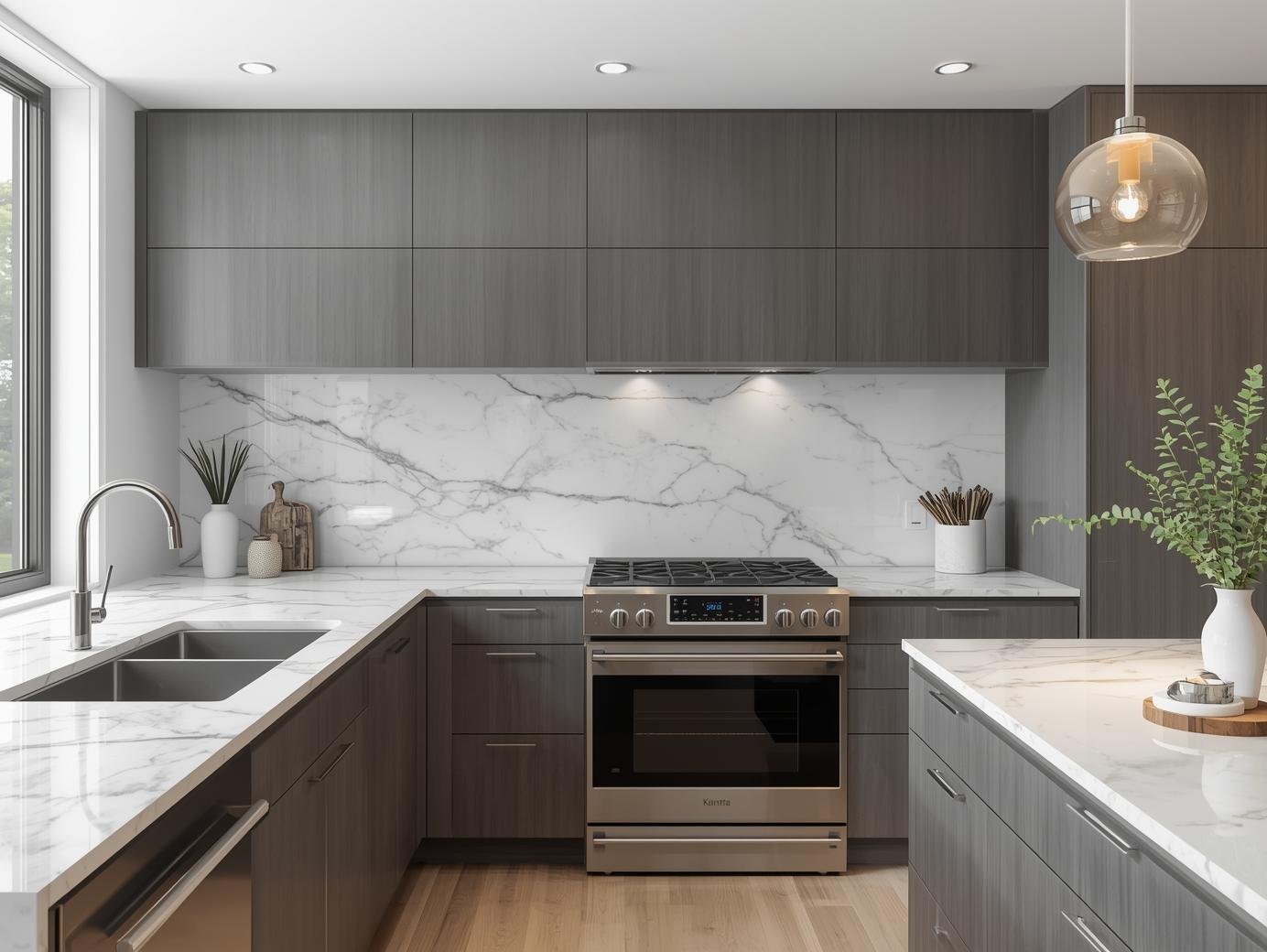 Slab Backsplash Kitchen